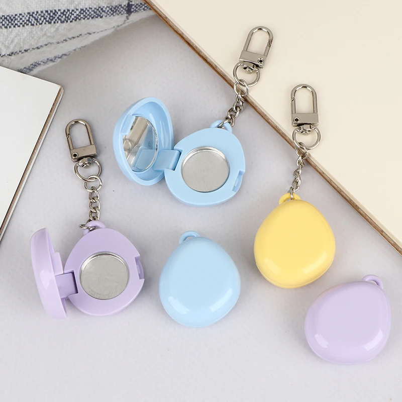 Colorful Keychain Empty Makeup Compact Diy Refill Case With Aluminum Tray Portable Cosmetic Storage Small Blush Container