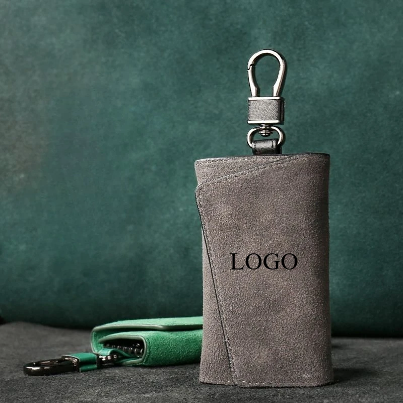 Custom LOGO Retro Suede Leather Minimalist Keybag Protective Case Personalize Text  Multifunctional Storage Card Bag Coin Purse