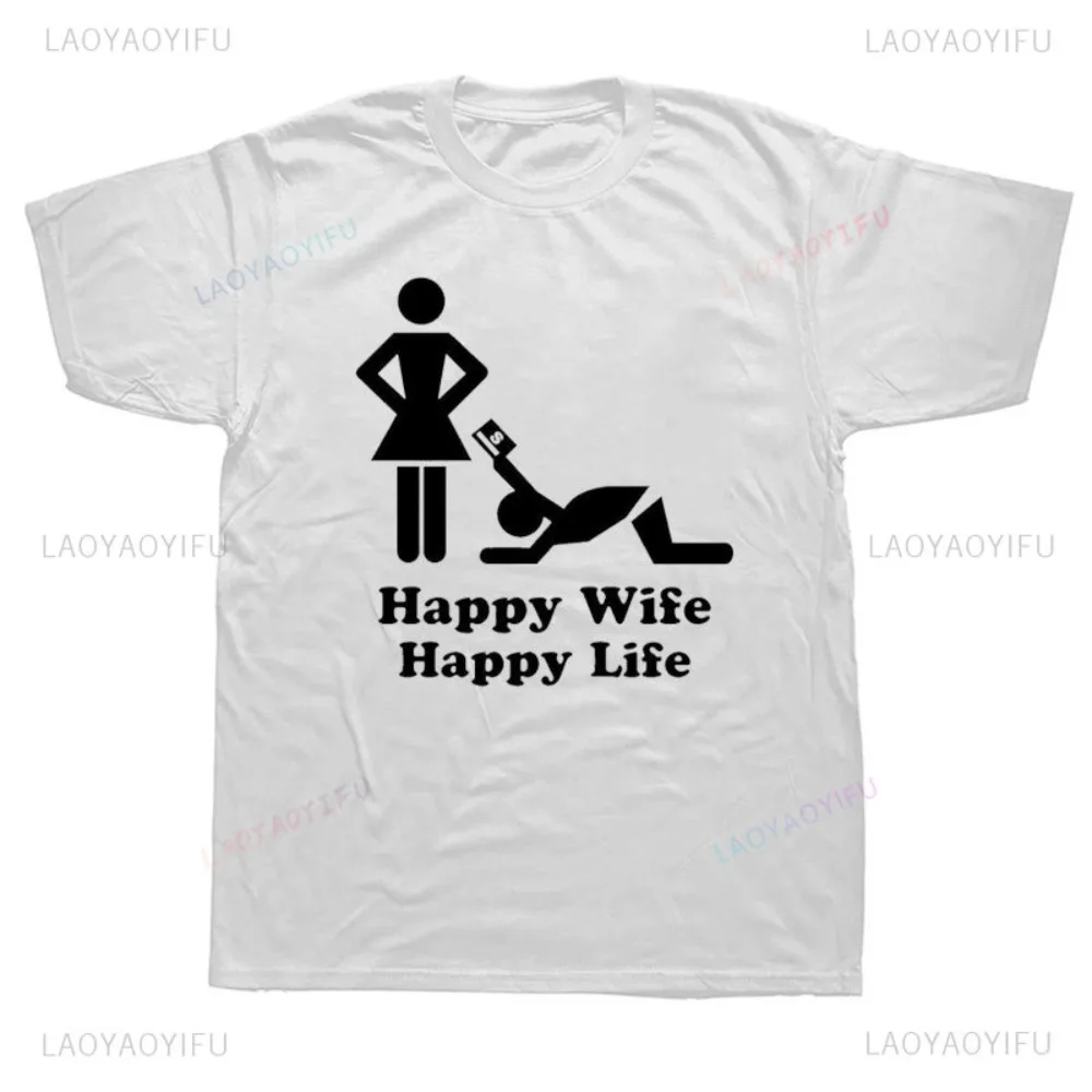 Men Clothing Happy Wife Happy Life Funny Shirt Poland Husband Gift Idea Printed Hip-hop Streetwear Women Male Cotton Tops Tee