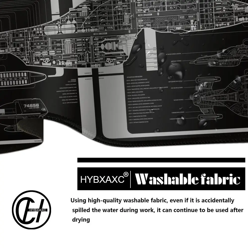 Raumschiff Blueprint Gamer Mauspad Schreibtischunterlage Computerschrank Star Trek Spiel Bürozubehör Tastatur Anime Extended Large