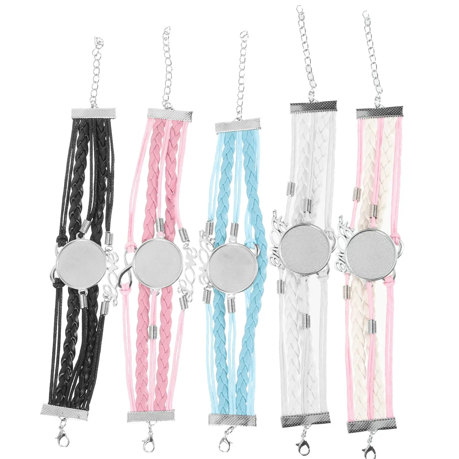 

5 Pcs Adjustable Cabochon Bracelet Sublimation Blanks Tray Bangle for DIY Metal Jewelry
