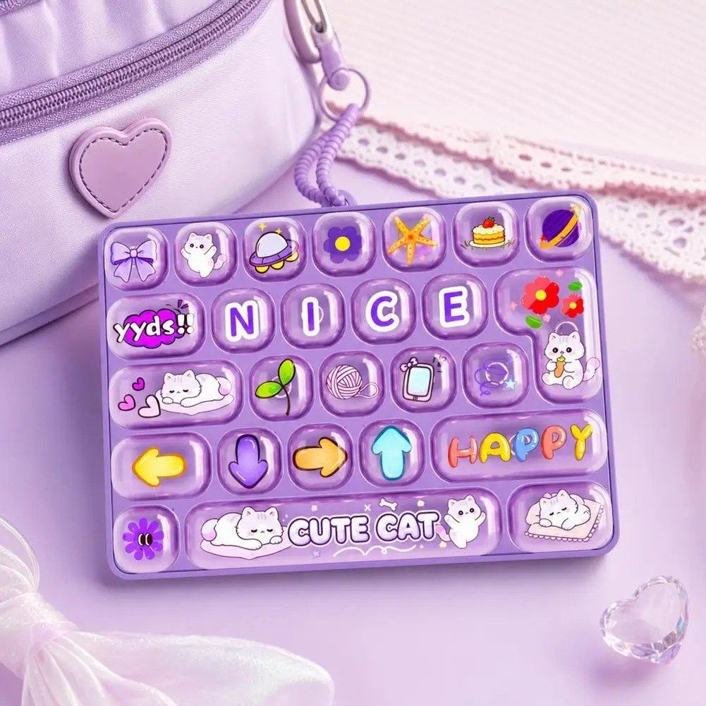 26Grid Keycap Clicker Anti Stress Fidget Keyboard Keychain Decompression Button Cartoon Hand Relax Party Favor Gift 26구 키캡 키링