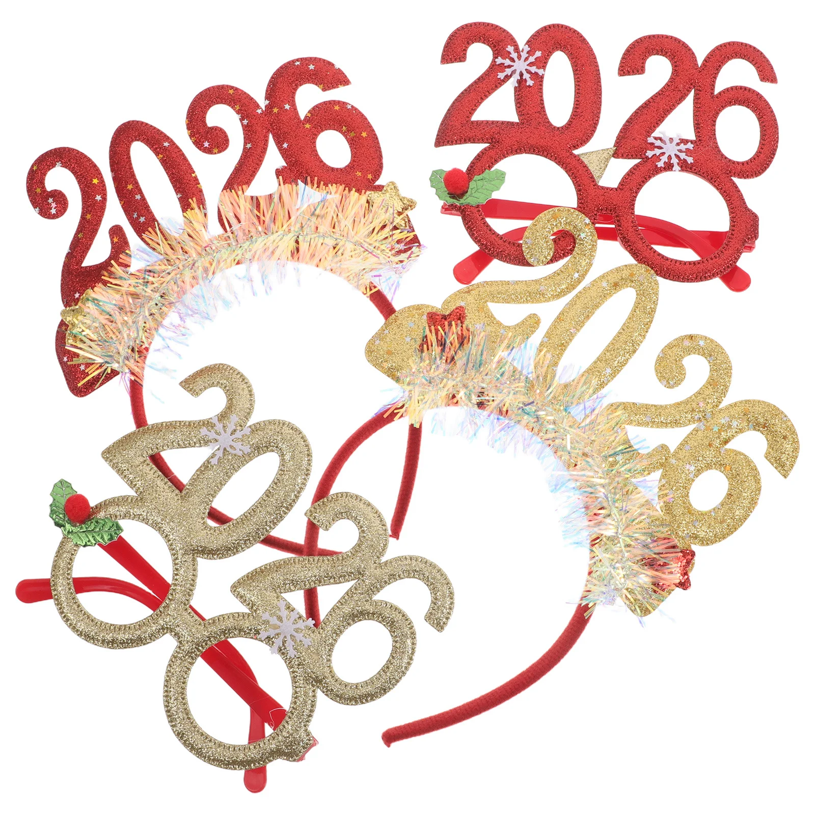 

4Pcs New Year Hairband Glitter Sparkly 2026 Number Headwear New Year's Eve Party Holiday Accessories Holiday Headband