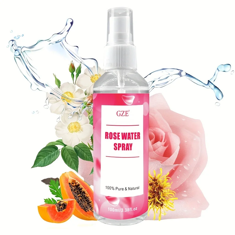 GZE Rose Water Spray for Face & Hair - 100% Natural Organic Face Toner - Alcohol-Free Makeup Remover