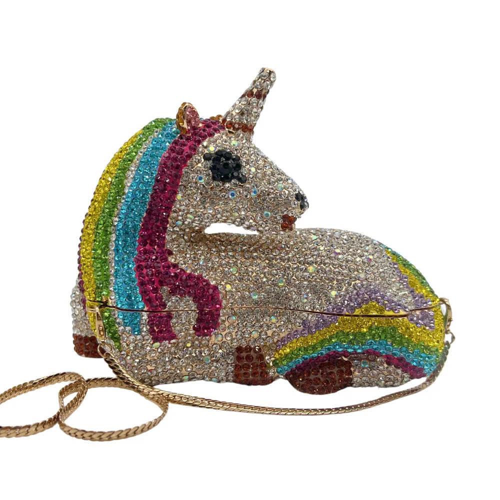 

Unicorn Animal Horse Rhinestone Dinner Bag Banquet Set Diamond Clutch Unicorn Clutch Bolsas De Fiesta Noche Diamond Evening Bag
