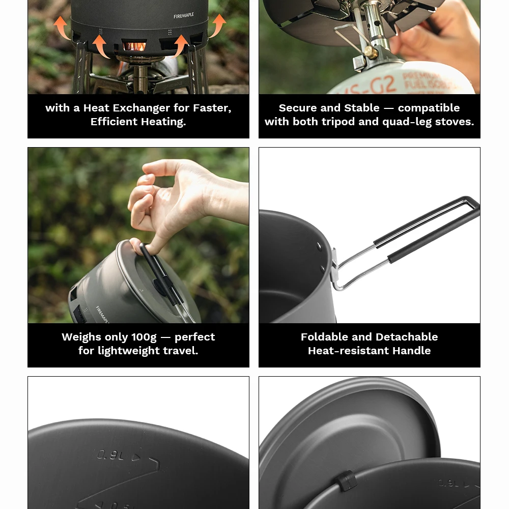 Fire-Maple Petrel Ramen Pot, ultraleichter Wärmetauscher, leichter tragbarer Topf für Wandern, Reisen, Camping, Rucksackreisen – Detail 4