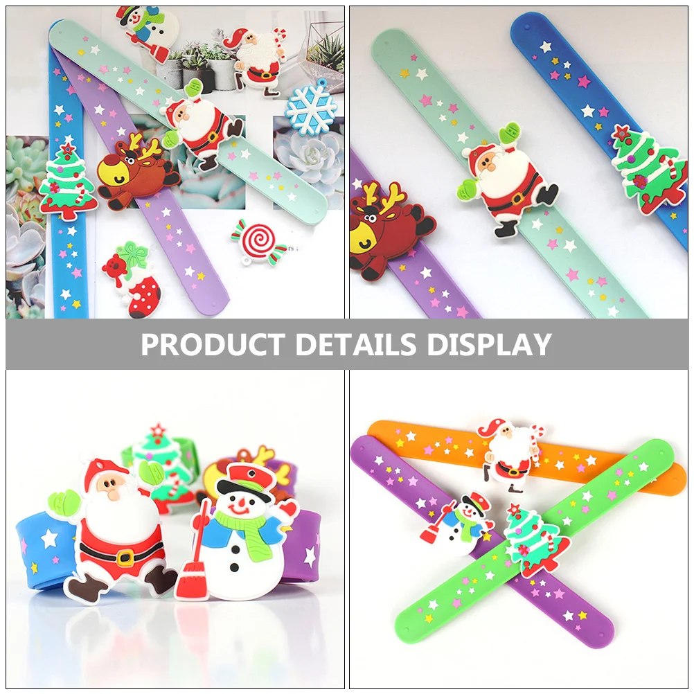

8pcs Christmas Silicone Slap Bracelets Wristb s for Kids Adults Boys Child Party Favors Gifts Holiday Decorations Festive