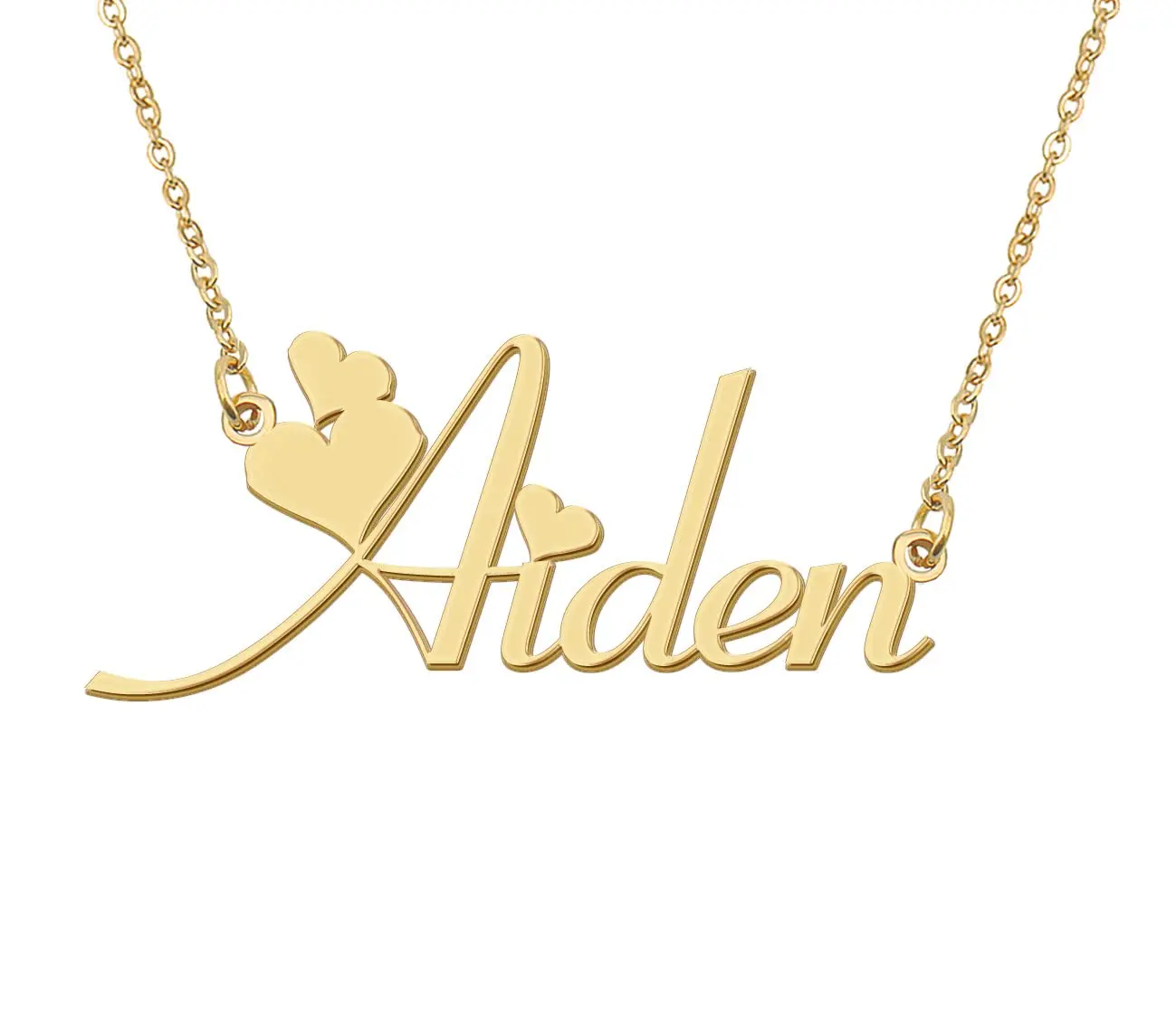 Aiden Namenskette für Frauen, personalisierter Edelstahlschmuck, zierlicher Namensschild-Anhänger, Mädchen-Jubiläumsgeschenk