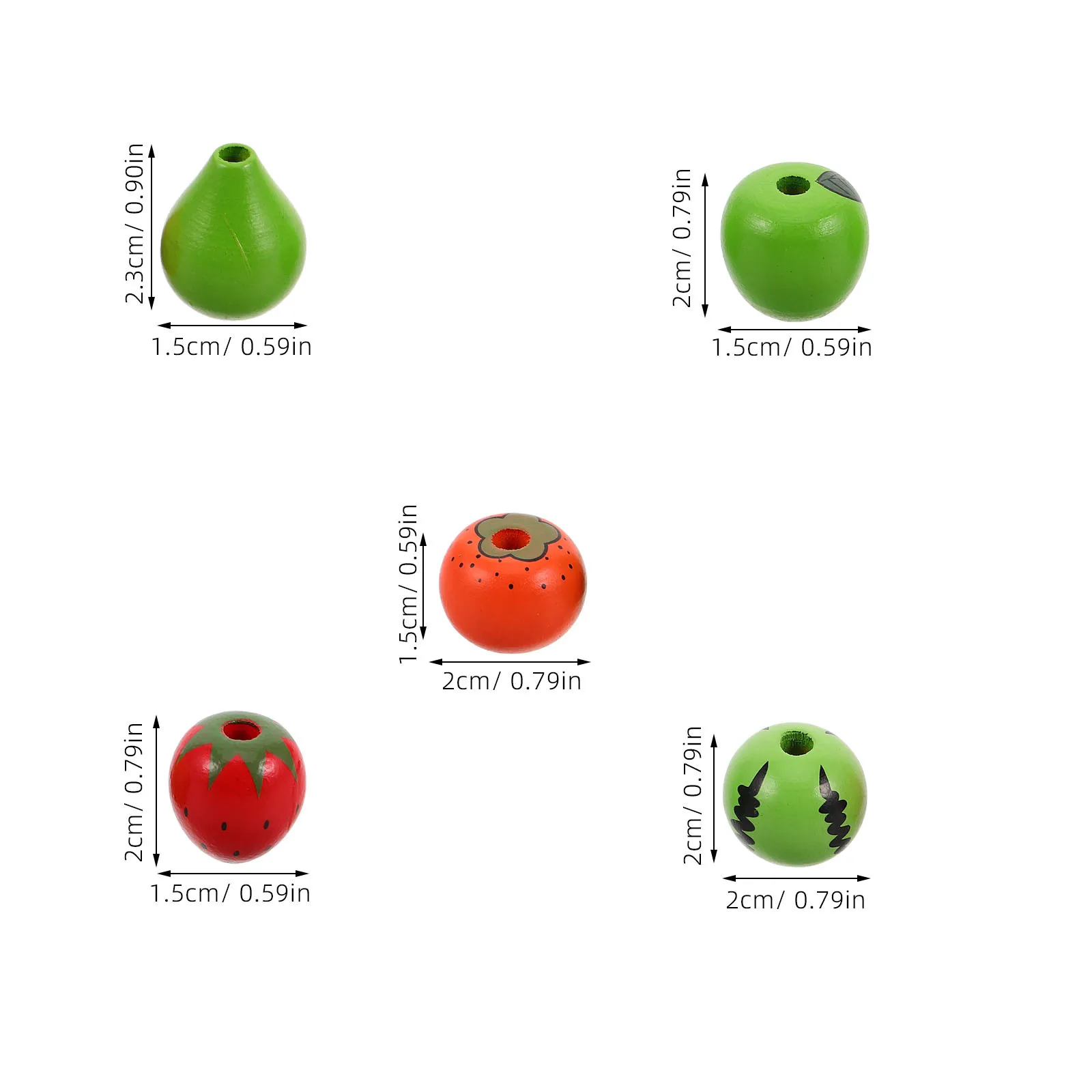 50Pcs Fruit Wooden Beads DIY Craft Loose Beads for Jewelry Making Necklaces Bracelets Earrings Charms Supplies