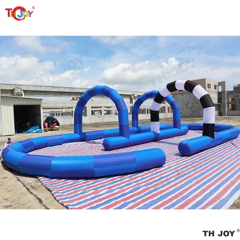 Spedizione aerea gratuita 10 x6m giocattoli da equitazione personalizzati all'aperto paraurti auto Zorb Ball Racing Court gonfiabile Go Kart Race Track