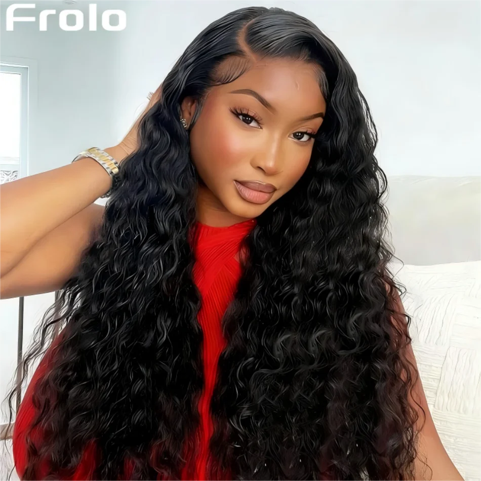 

13X6 Hd Парик фронтальной части шнурка Глубокая волна Парики из натуральных волос Кудрявый парик фронта шнурка Бразильский натуральный черный 250 Плотность 40 дюймов Предварительно выщипанные