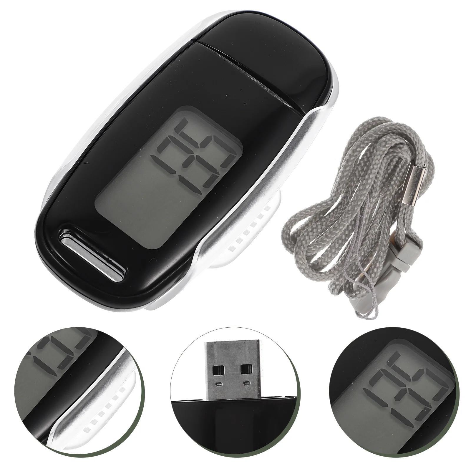 

Pedometer Portable Small Pedometers Tool Wrist Clip On Step Counter Abs Large Screen Reusable Fitness Lanyard