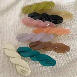 Ins Hot Sale Vintage Twist 6.8cm Long Ponytail Clip Simple Acetic Acid Jelly Colorful Duck Bill Clip Hair Accessories