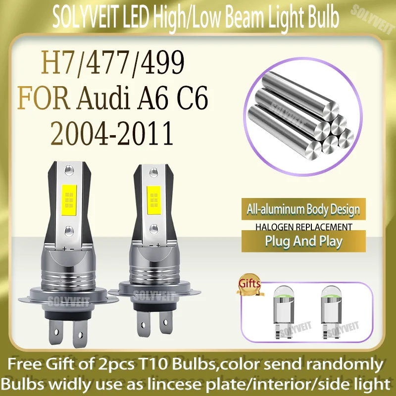 

4500LM H7 LEDs, simple to set up Main / Dipped beam Headlight Bulb For Audi A6 C6 2004 2005 2006 2007 2008 2009 2010 2011