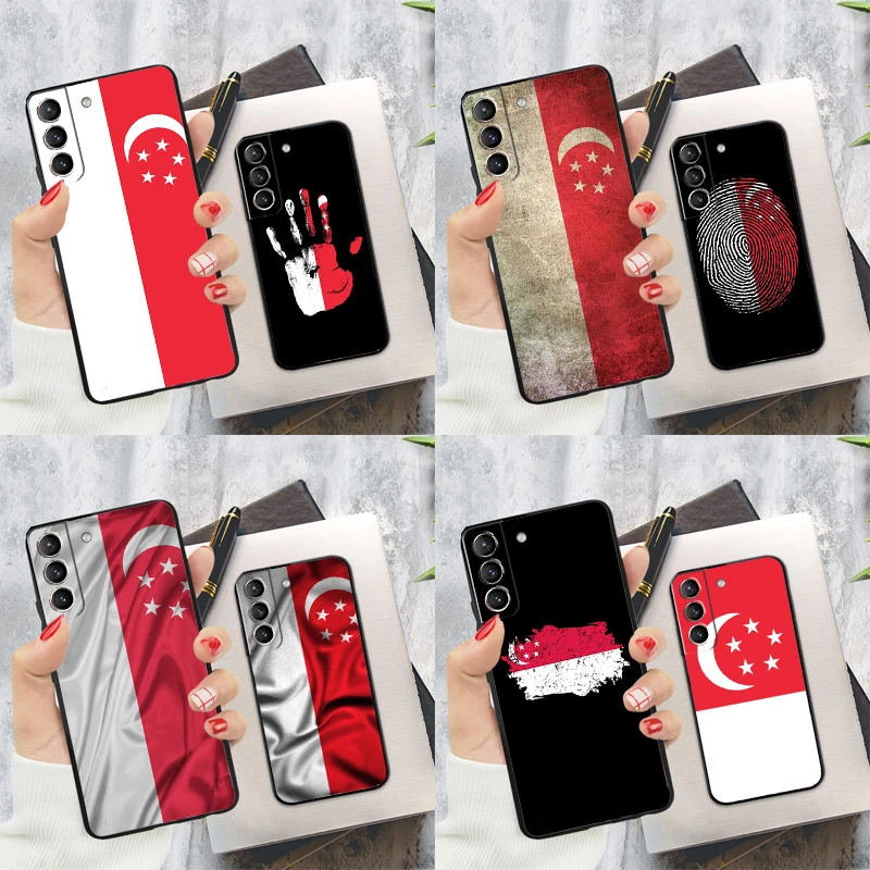 Singapore Flag Phone Case For Samsung Galaxy S24 S22 S23 Ultra S20 S21 S24 FE S9 S10 Note 10 Plus 20 Ultra