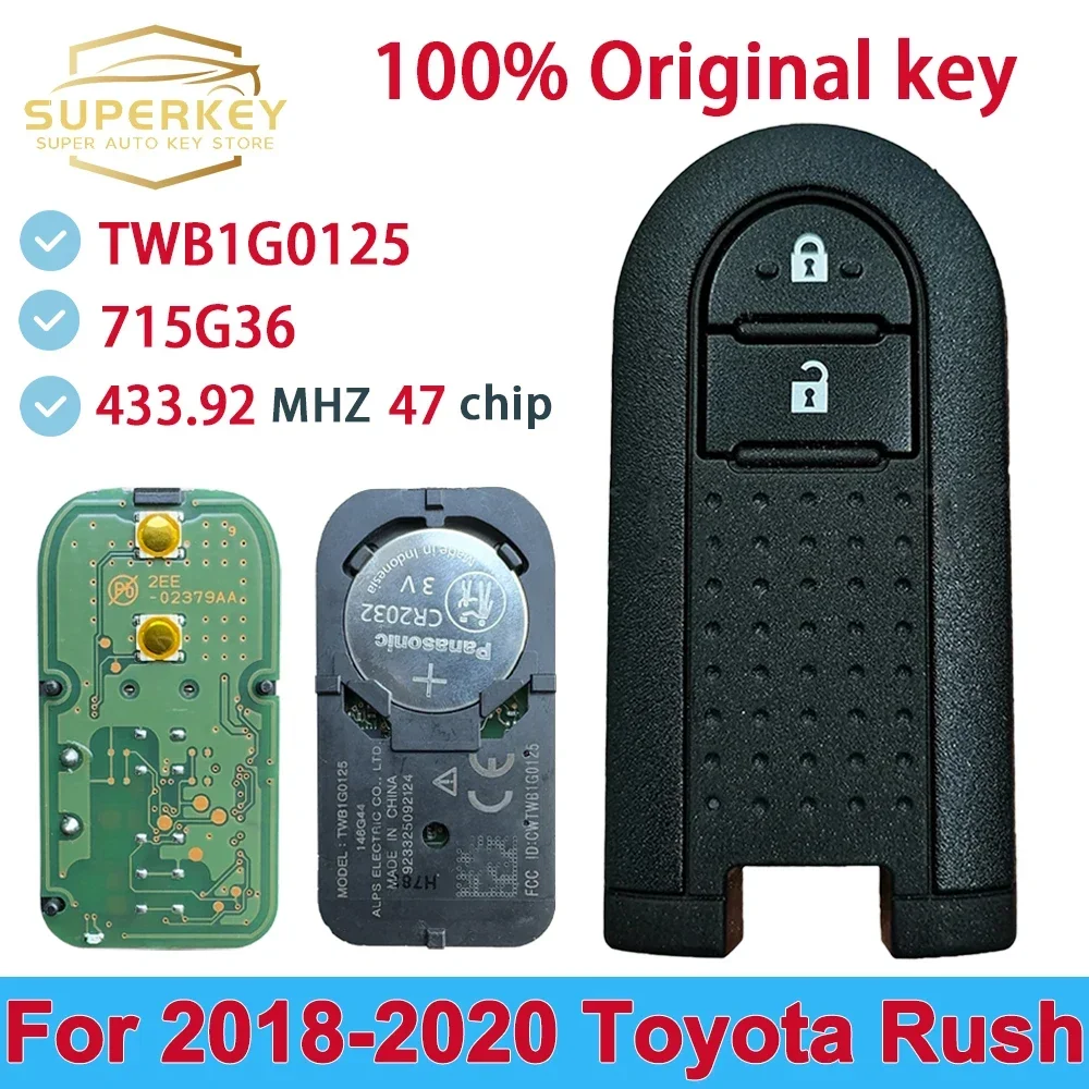 SUPERKEY TWB1G0125 715G36 OEM 2 Buttons Original Smart Key 433.92MHz FSK For 2018 2019 2020 2021 Toyota Rush Daihatsu Terios