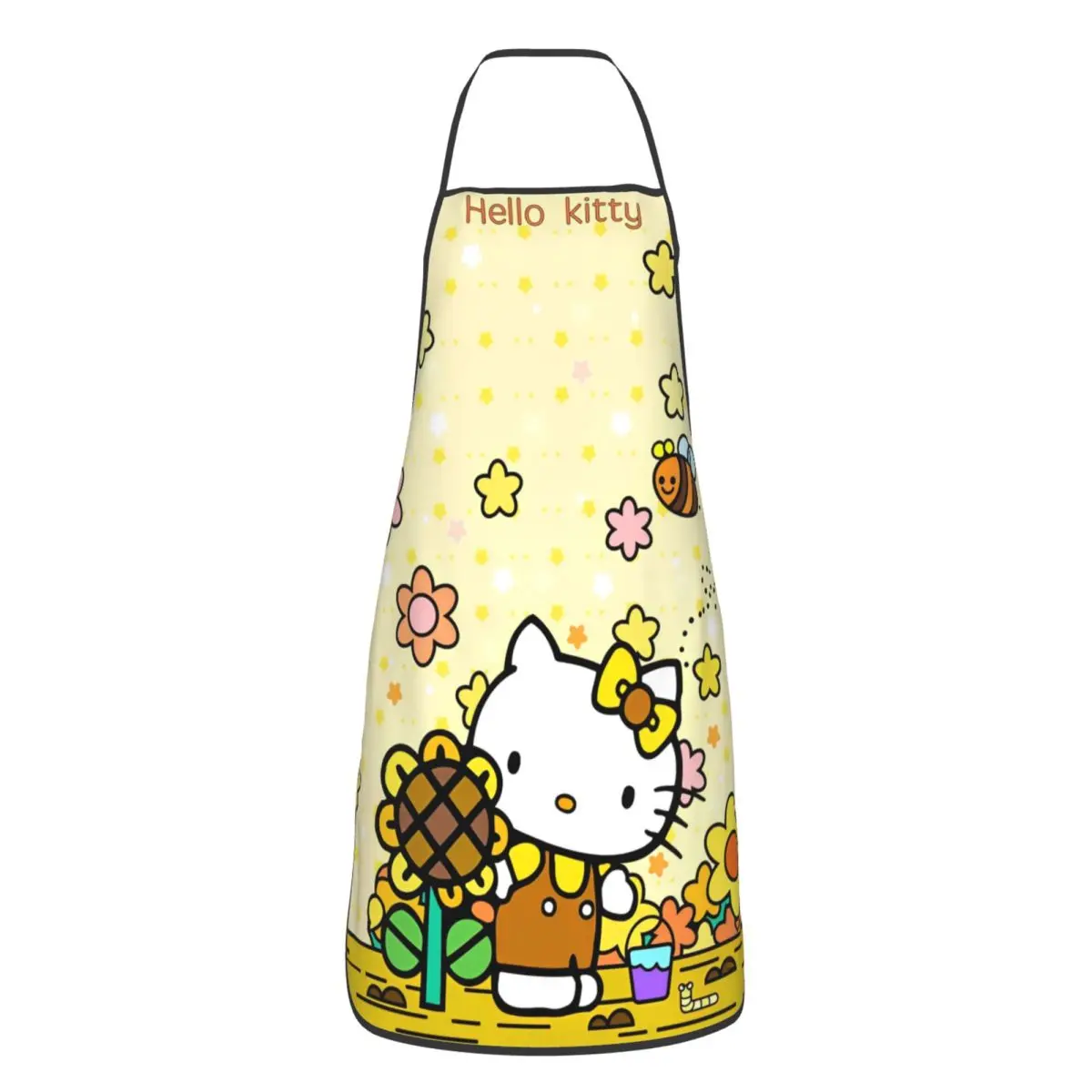 Cartoon Cute Hello Kitty Apron for Women Men Sleeveless Kitchen Bibs HelloKitty Polyester Painting Pinafore