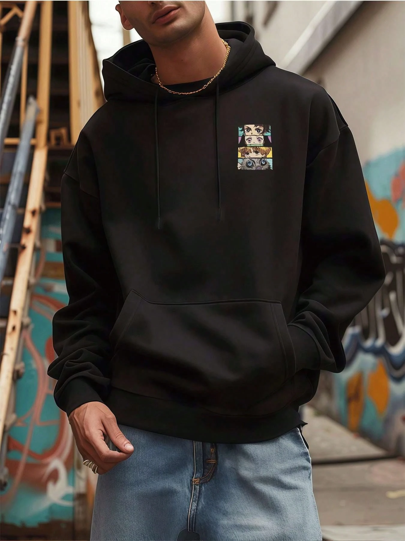 Oversized demon slayer hoodie das mulheres dos homens anime impressão pulôver casual streetwear unisex moletom com capuz outono manga longa topos