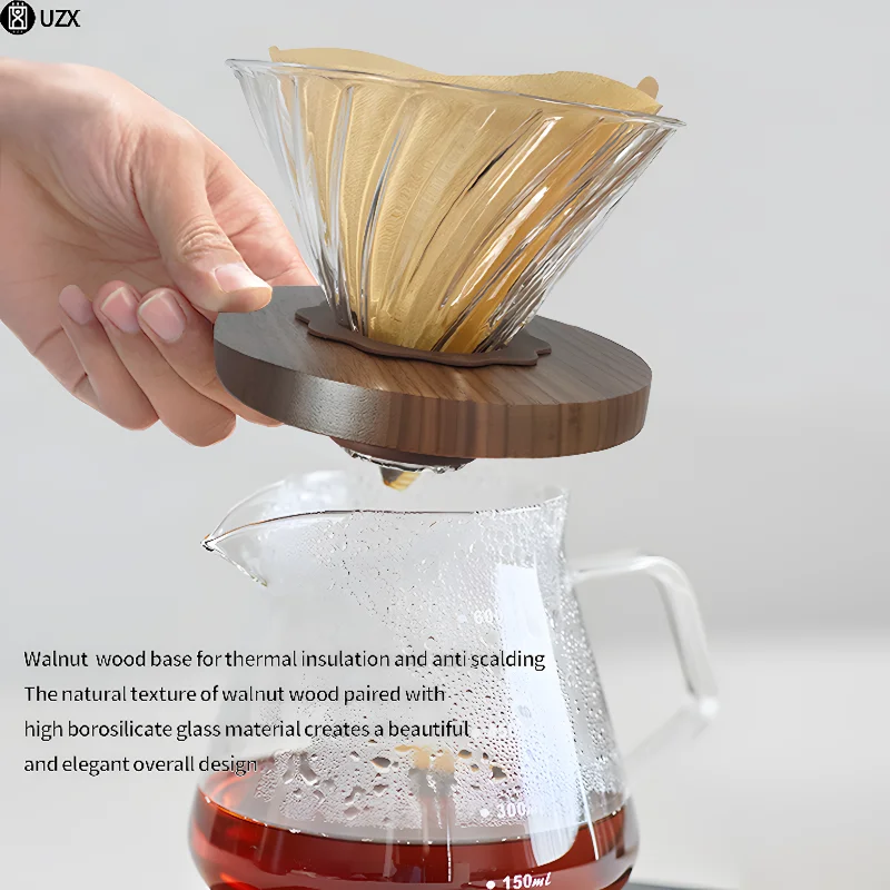 Coffee Dripper Set Filters Pour Over Coffee Maker Conical Immersion Hand-Brewed Reusable Glass Coffee Drip Filter Cup