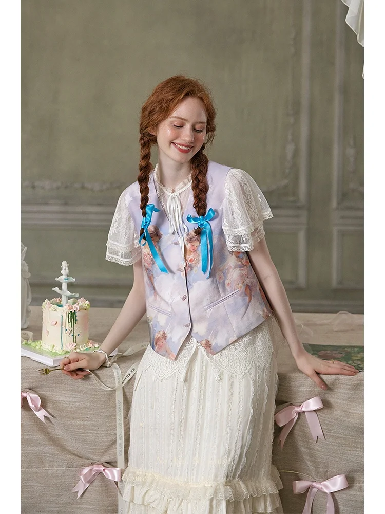 

Limited Design SimpleRetro Heart 520 Oil Painting Vest Women's Outerwear Layering Top Summer Fashion Ladies' Jacket