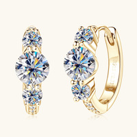 14K Gold Plated Moissanite Hoop Earrings 925 Sterling Silver Cartilage Piercing Earrings Ear Cuff for Women Gift Jewelry