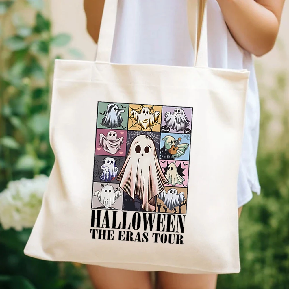 Czarownice i Duchy Halloween The Eras Tour Graphic Tote Bags Cute Ghost Halloween Spooky Season Ladies Shopping Canvas Hand bags