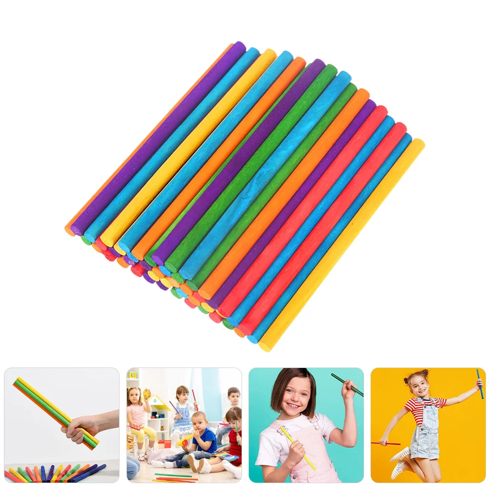 

50 Pcs Round Stick Children's Rhythm Toddler Musical Instruments Sticks Wooden Rods Small