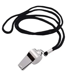 1-teilige Edelstahl pfeife mit schwarzem Lanyard-Seil für Outdoor-Sportarten 4.6*1.8*2,1 cm