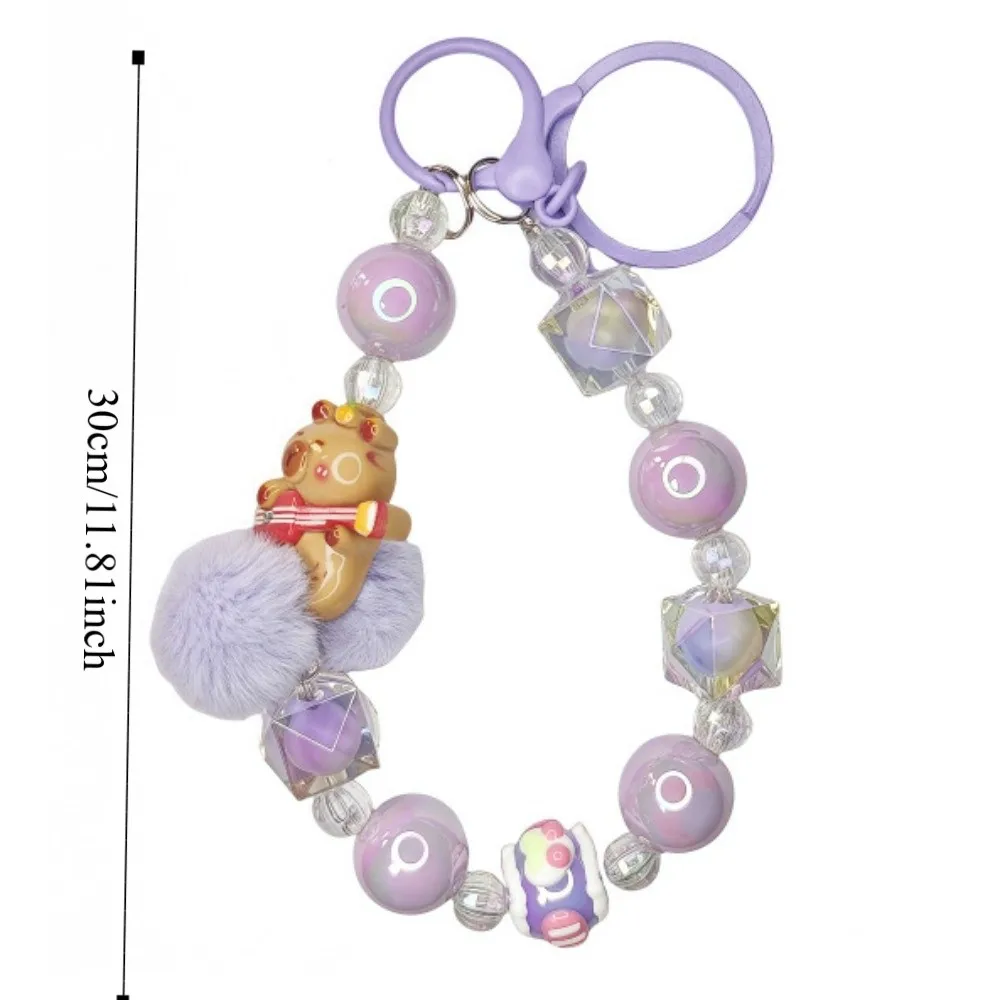 Kawaii Capyabra Beaded Phone Chain Bow Sweet Bead Phone Pendant Cute Cartoon Phone Wrist Strap Mobile Phone