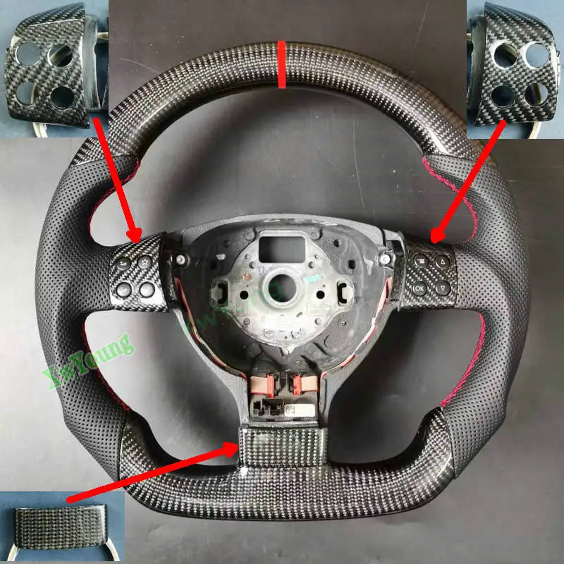 

Car Steering Wheel Button Carbon/Black Trims (Only Trims) For 2003-2009 VW Golf 5 EOS GT GTI Mk5 GTI