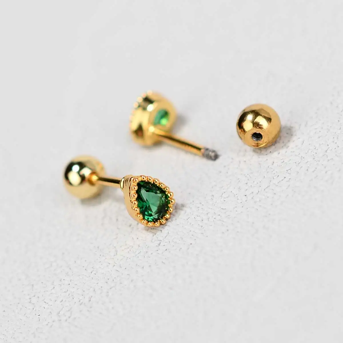 2PC Small Water Drop Zircon Tragus Cartilage Rook Helix Conch Earring Gold Color Crystal  Piercing Studs For Women Fine Jewelry