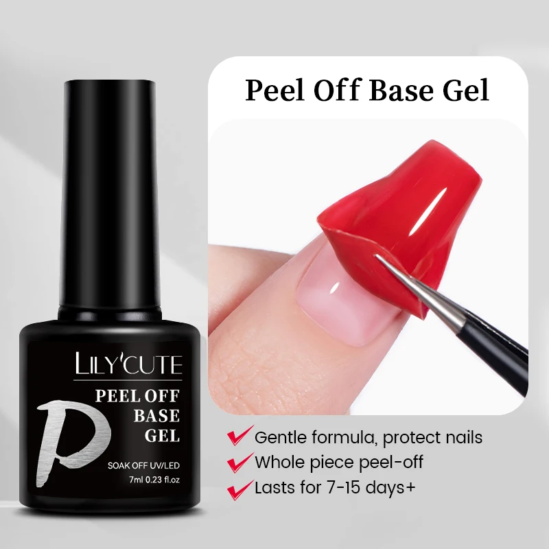 

LILYCUTE 7ml Peel Off Base Gel UV Gel Nail Polish Clear Primers Semi Permanent UV Soft Gel For Protect Care Nails Art