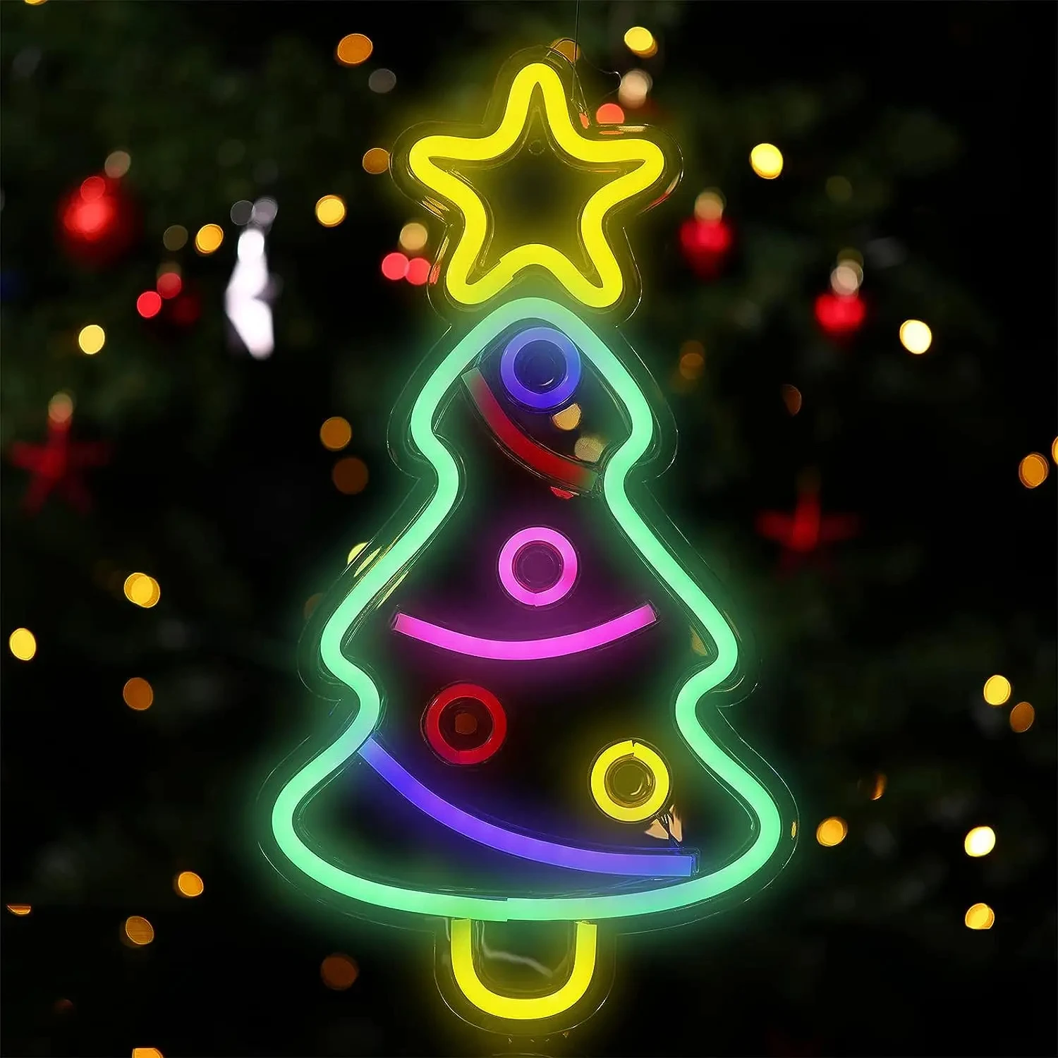 Christmas Tree Neon Sign for Wall Decor, Sinais de néon LED, Xmas Trees Art, Acrílico Neon Lights, Papai Noel, Feliz Natal