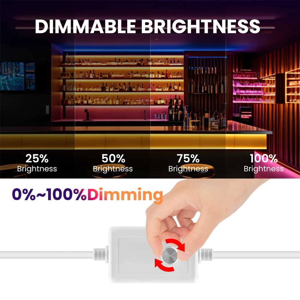 220v regulável cob led strip light ligar/desligar dimmer ip67 à prova dip67 água 288leds flexível lâmpada de néon decoração para casa plugue da ue branco natural quente