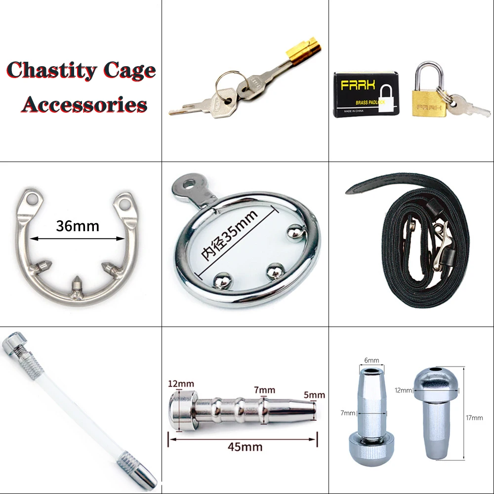 Sex Toy Chastity Cage Catheter,Anti- Fall-off Ring,auxiliary Belt,Keys,Accessories For Chastity Device Cock Cage Penis Ring SM