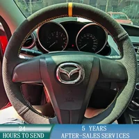 Cubierta trenzada personalizada para volante de coche, cuero de ante cosido a mano para Mazda 3 Mazda 5 Mazda 6 2003-2015, accesorios para coche