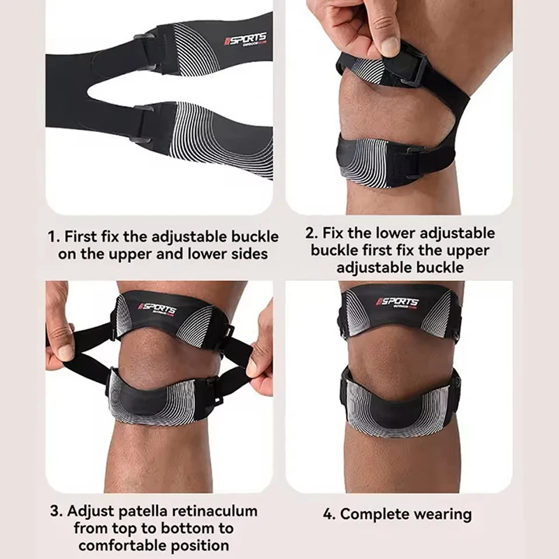 1 Stück Patella-Kniebandage, Verstellbare Orthopädische Kompressionsbandage zur Unterstützung der Patellasehne, Pro-Meniskusriss-Patella-Pads für Männer und Frauen – Detail 6