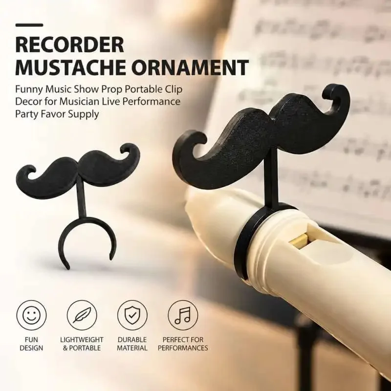 Funny Clip On Moustache Decor for Recorder Musical Instrument Party Stage Performance Gag Prop Novelty Music Accessory