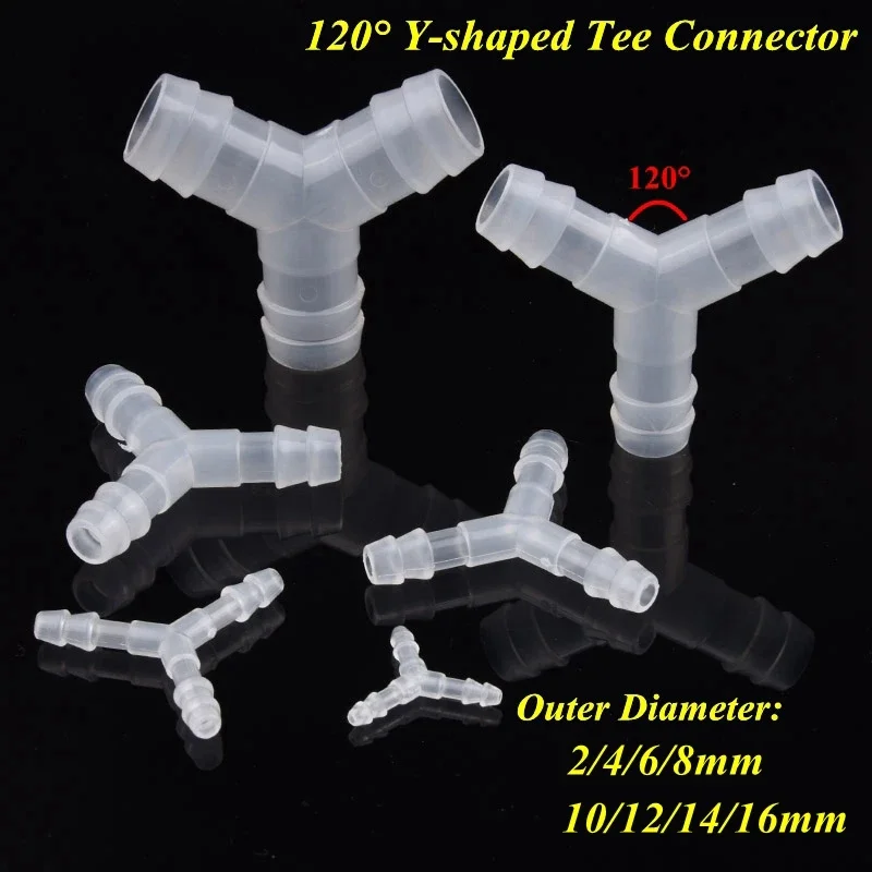 120° Y-shaped Tee Barb Connector Plastic Hose Equilateral Fork Water Distributor Water Pipe Barb Tee Garden Irrigation Fitting