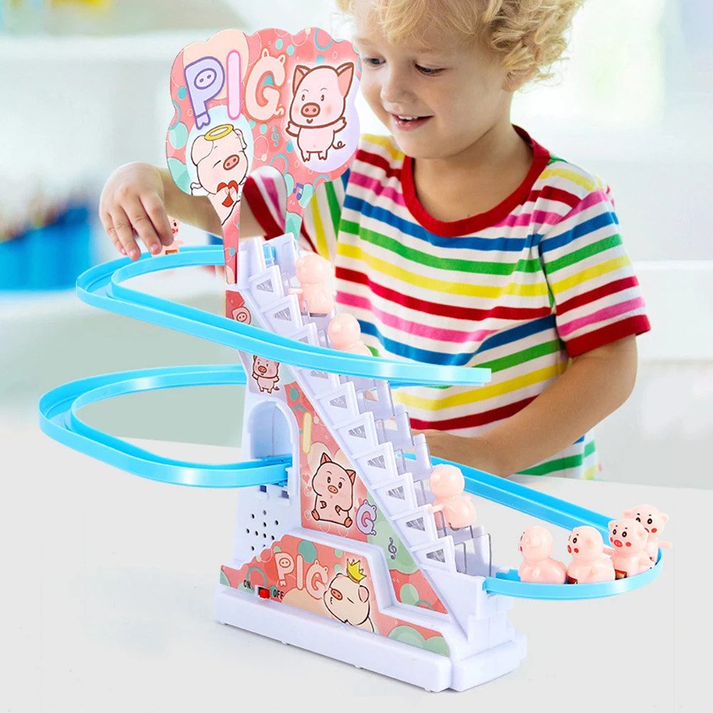 3 قطعة لعبة قطار السيارات سباق بطة/خنزير/ديناصور/البطريق تسلق الدرج لعبة السفينة الدوارة لعبة للأطفال 3 سنوات فما فوق #2