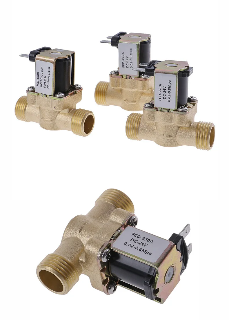 Elettrovalvola 1PC G1/2'' Brass Electric Solenoid Valve DC 12v 24v AC220v for Solar Water Heater Pneumatica — dettaglio 1