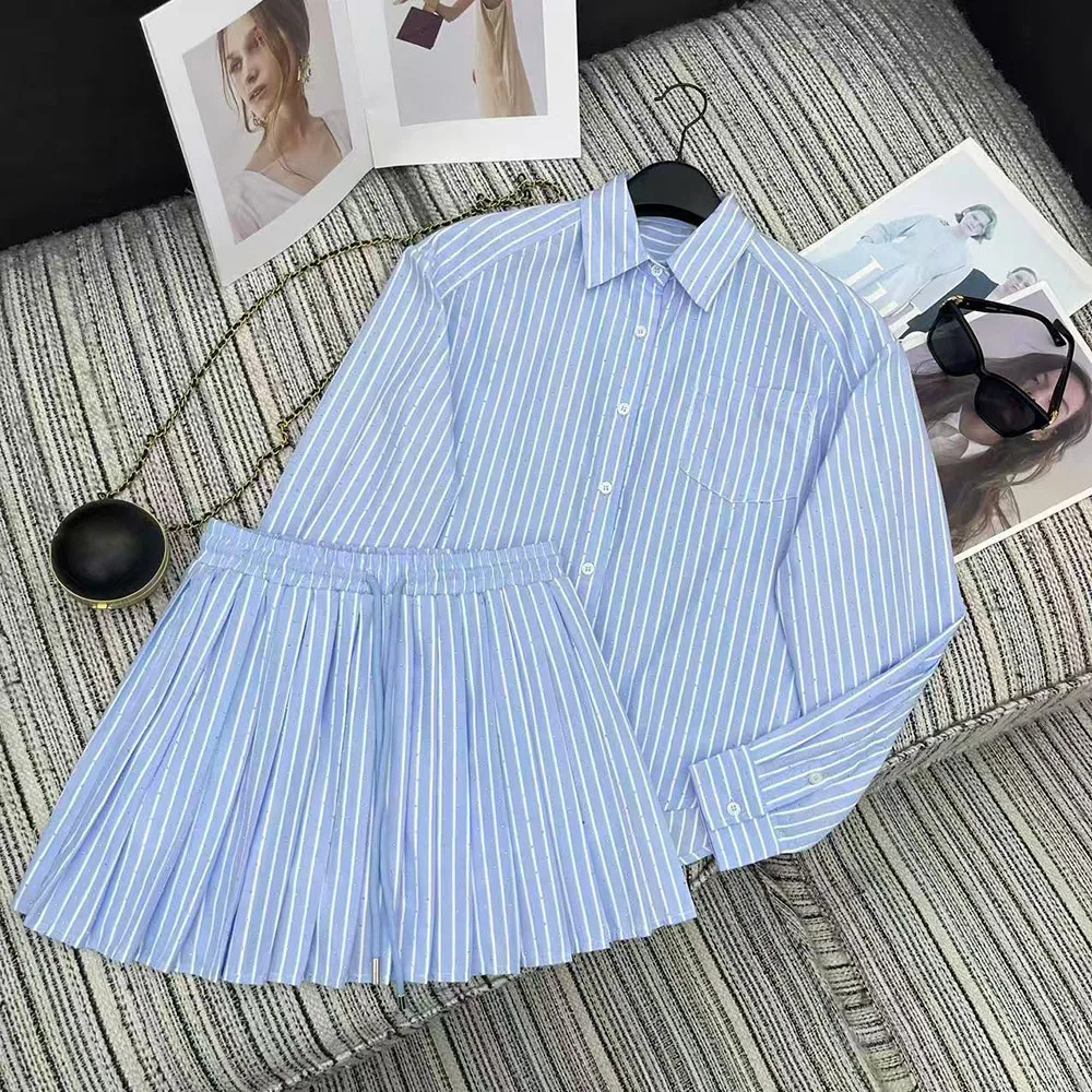 

High Quality Women Outfit Set 2026 Summer Short Top with Skirt Fake Two Piece Suit for Office or Daily Looks xy2640329
