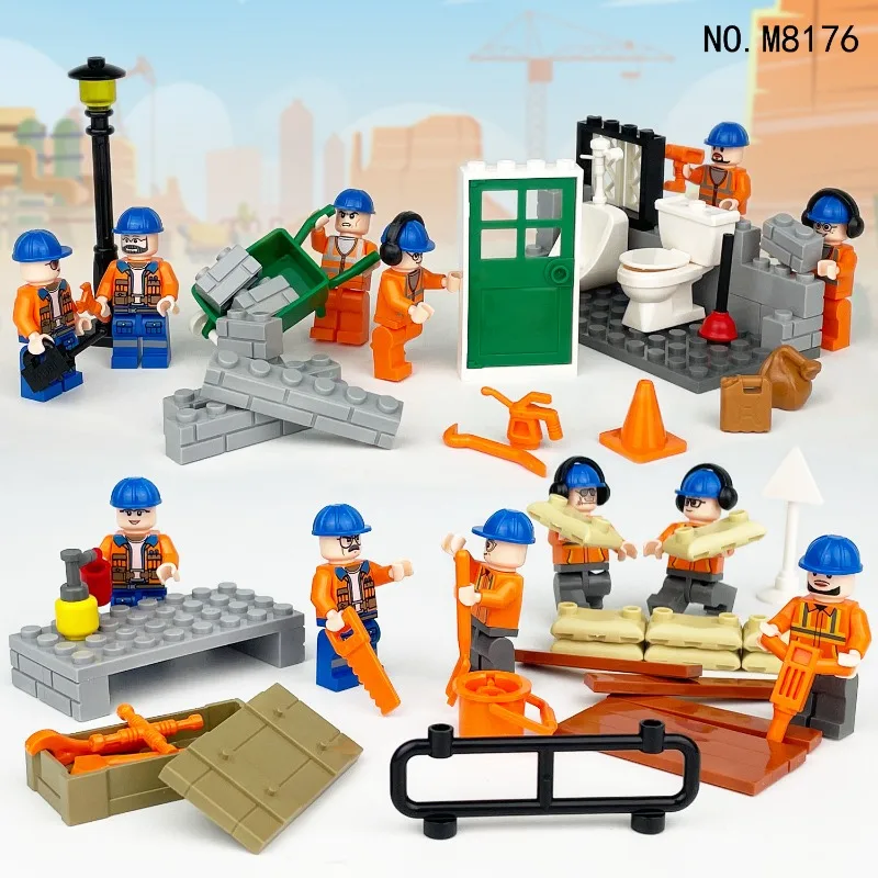 ستة دمى هندسية 8176 فريق بناء الفنادق يقوم الأطفال بتجميع بناء الألعاب التعليمية للأولاد الجسيمات الصغيرة