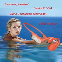 IPX8 Waterproof Swimming MP3 Player Bluetooth Earphones 32GB Sports Music Headset Wireless Real Bone Conduction Headphone