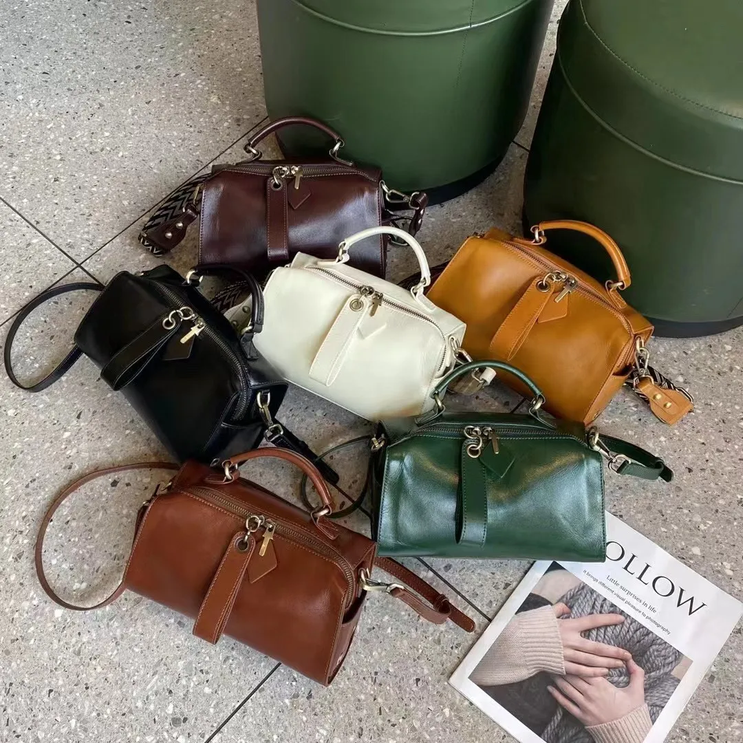 2025 Vegetable Tanned Genuine Leather Large Capacity Women Tote Bag Practical Fashion Shoulder Crossbody Handbag