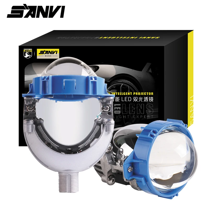 SANVI 3Inches  35W 5500k Car Bi LED Projector Lens Headlight Auto LED Projector Headlamp H4 H7 9005 9006 Car Motorcycle Light