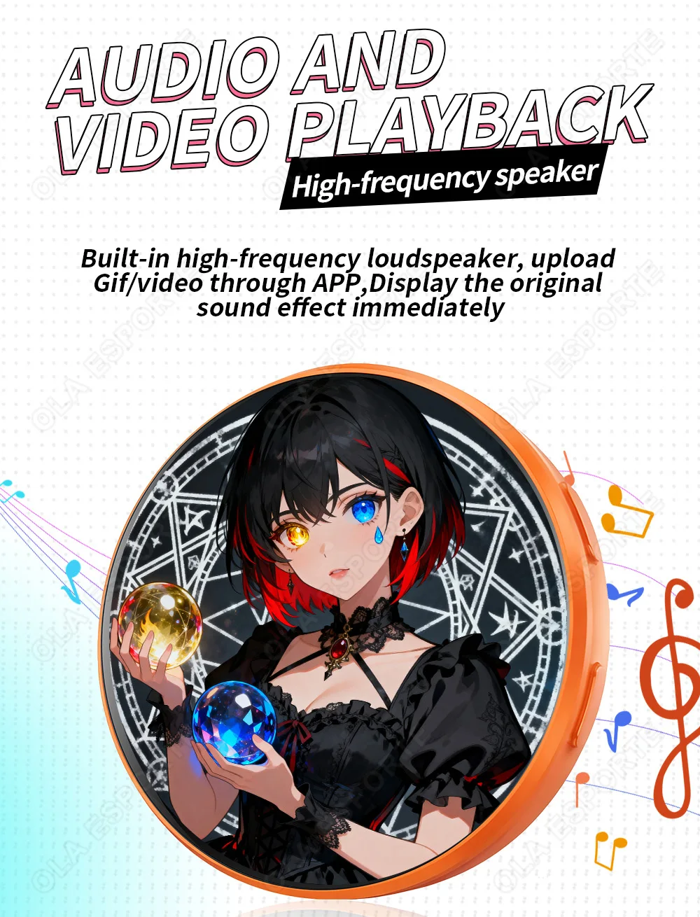 Verbessertes Sound-Smart-Bluetooth-Anime-Digital-E-Abzeichen Elektronisches Merchandise-Abzeichen Digitaler Pin Anime Dynamisches Display E-Abzeichen HT30 – Detail 6