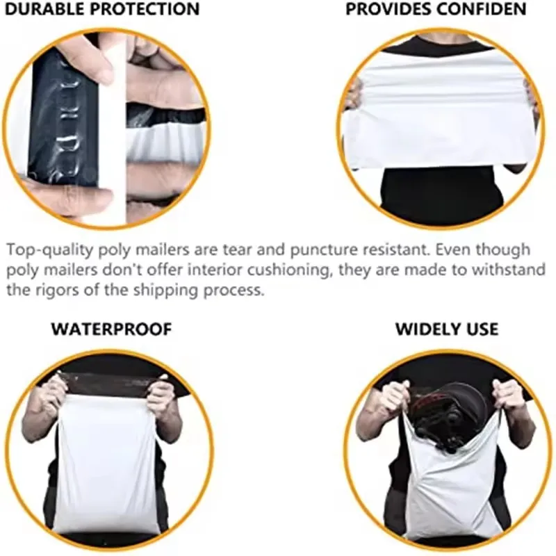 100Pcs Small Size White Courier Pouch Self-Seal Jewelry Small Item Packaging Poly Envelope Mailer Postal Mailing Delivery Bag