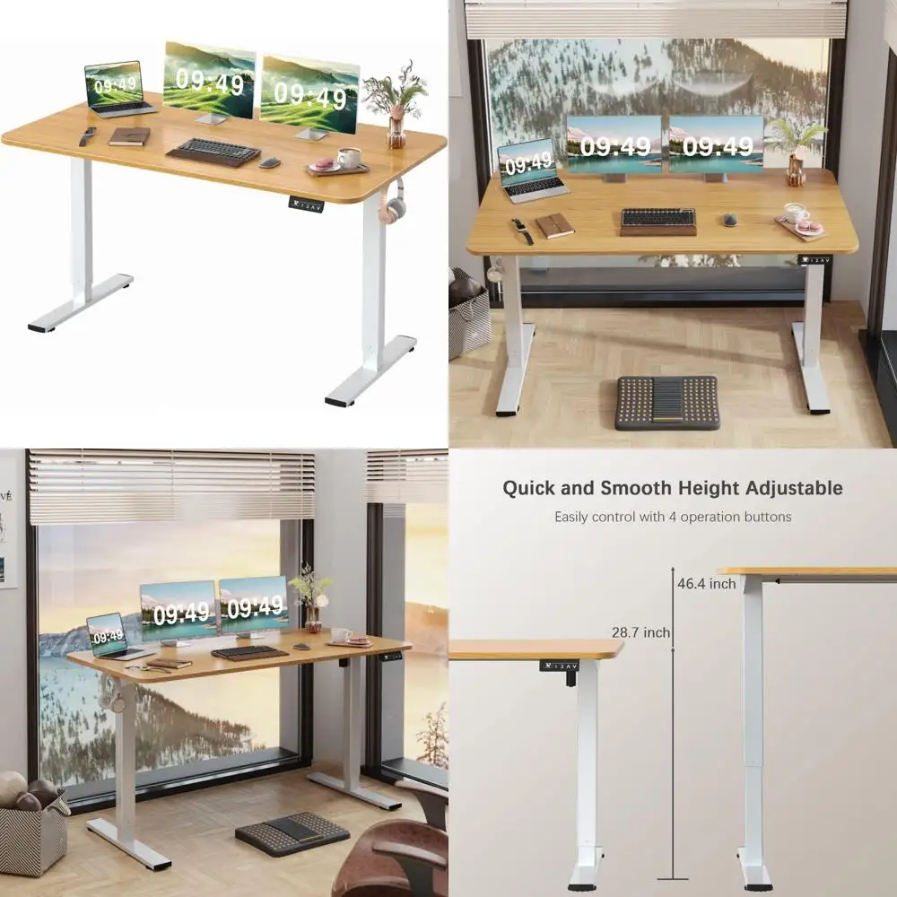 

Large 55 x 24 Electric Adjustable Height Desk with Memory Preset for Home Office and Computer Use