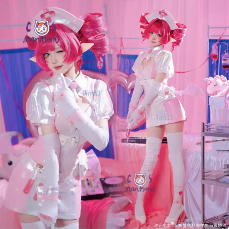 

Muse Dash Buro Cosplay Costume Anime Bloody descendants Leather dress hat socks gloves wings Halloween handguard Woman uniform